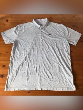 Patagonia Trout Fitz Roy Men's  Light Blue Polo Shirt XXL Organic Cotton